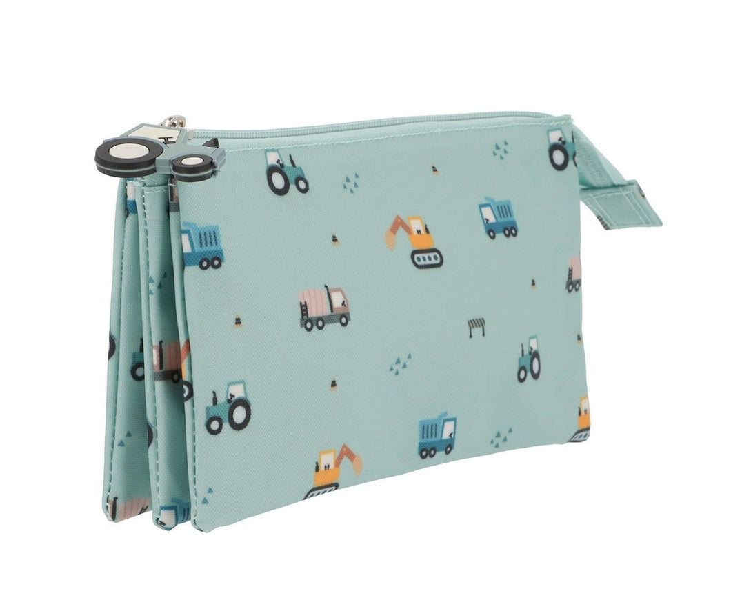 3-Compartment Pencil Case - Trucks