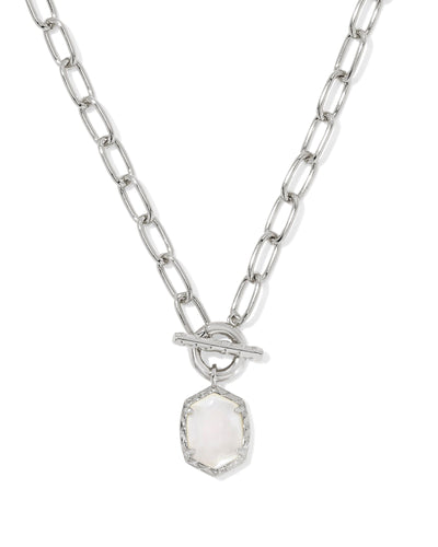 Kendra Scott Daphne Silver Chain Necklace in Ivory Mother of Pearl