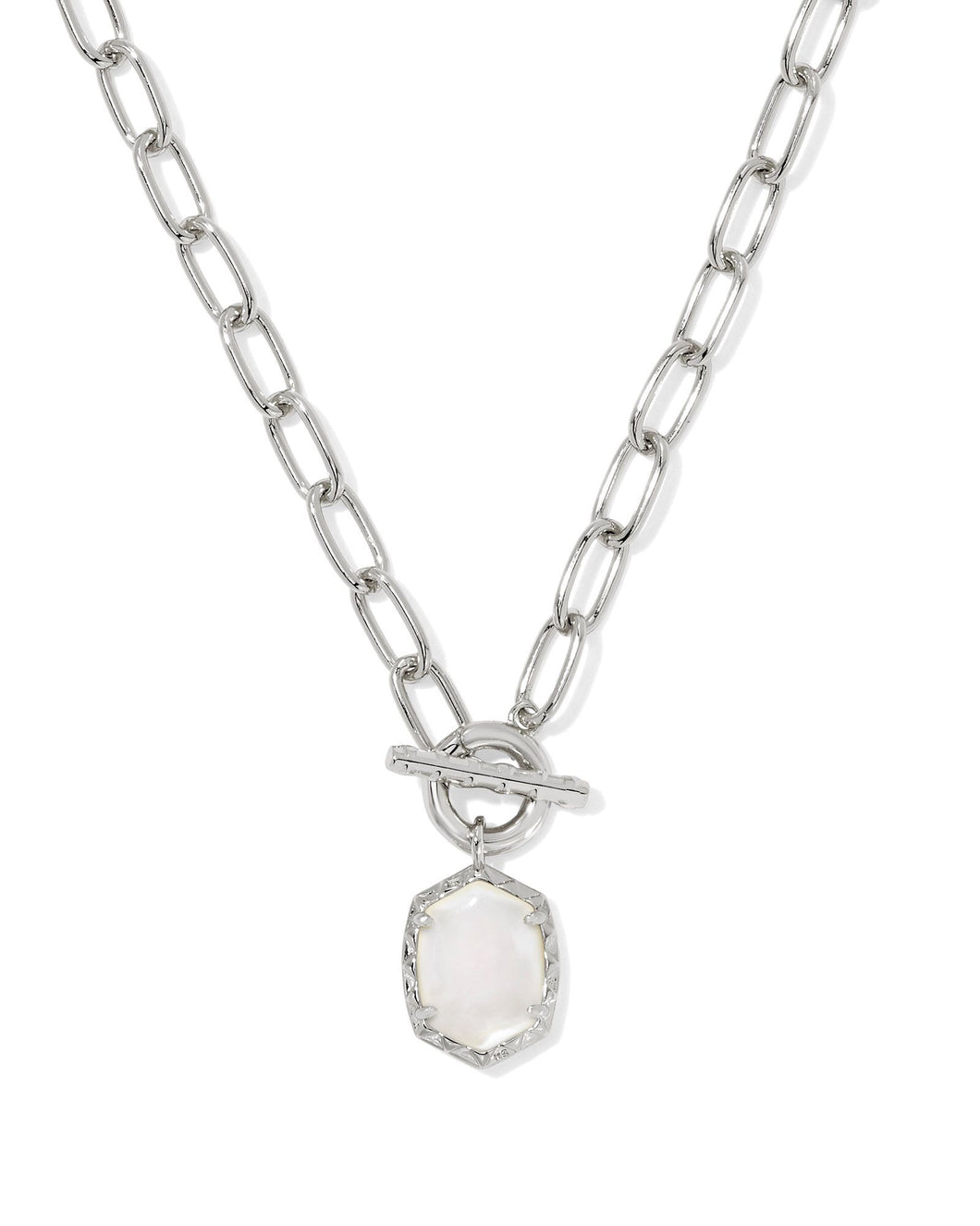 Kendra Scott Daphne Silver Chain Necklace in Ivory Mother of Pearl
