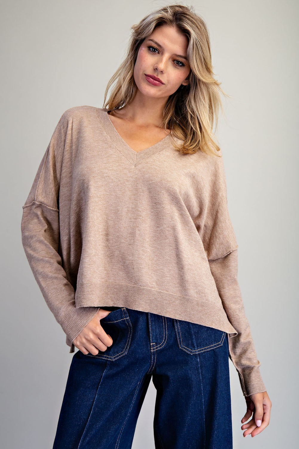 Teagan V-Neck Sweater - Sand