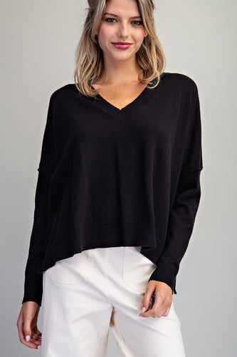 Teagan V-Neck Sweater - Black