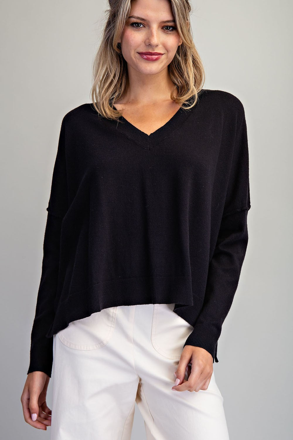 Teagan V-Neck Sweater - Black