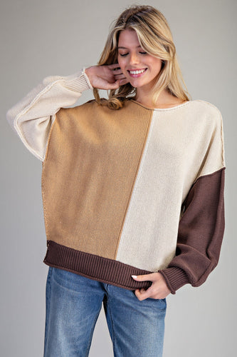 Brown Sugar Color Block Sweater
