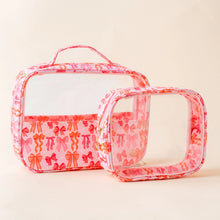 Load image into Gallery viewer, The Darling Effect Clearly Chic Cosmetic Bag Set - Blushing Bows