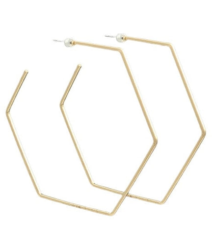 Pierce + Hide Gold Hexagon Hoop Earrings
