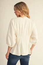 Load image into Gallery viewer, Rhonda Drop Shoulder Peplum Top - Off White