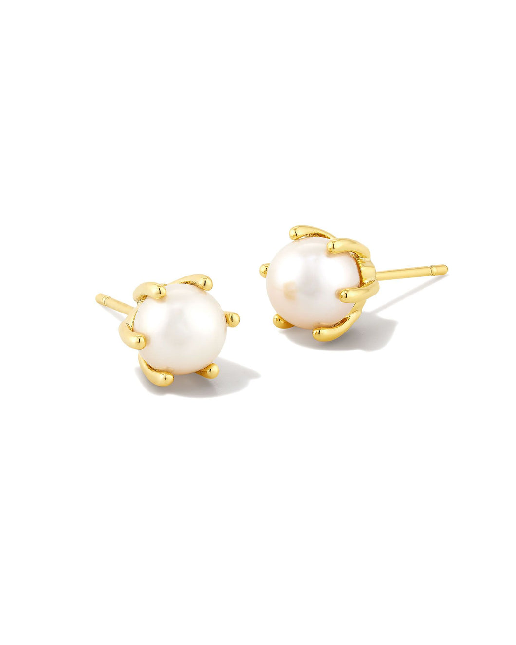 Kendra Scott Ashton Gold Pearl Stud Earrings in White Pearl