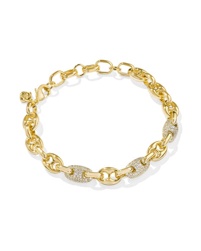 Kendra Scott Bailey Gold Pave Chain Bracelet in White Crystal