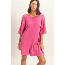 Load image into Gallery viewer, So Chill V-Back Romper - FUCHSIA