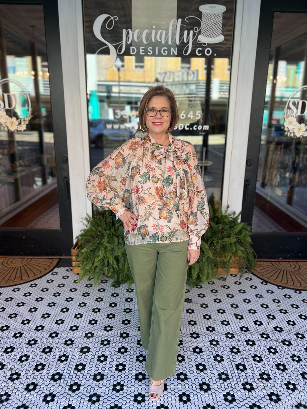 Charity Floral Top - Ecru