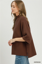 Load image into Gallery viewer, Mock Neck Dolman Sleeve Sweater Top - Espresso