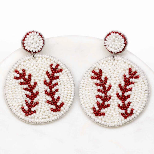Baseball Beaded Drop Earrings