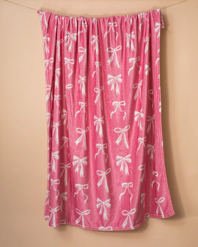 Hannah Bow Throw Blanket - Pink