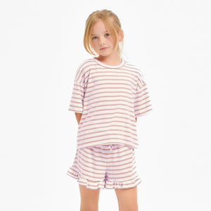 Stripes For Days Girl's Set {Top} - Dusty Pink