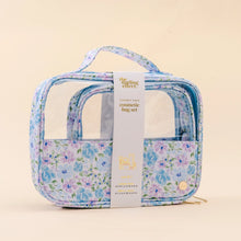 Load image into Gallery viewer, The Darling Effect Clearly Chic Cosmetic Bag Set - Secret Garden Blue