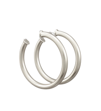 Load image into Gallery viewer, Pierce + Hide Everyday Brushed Silver Hoop Earrings - Large