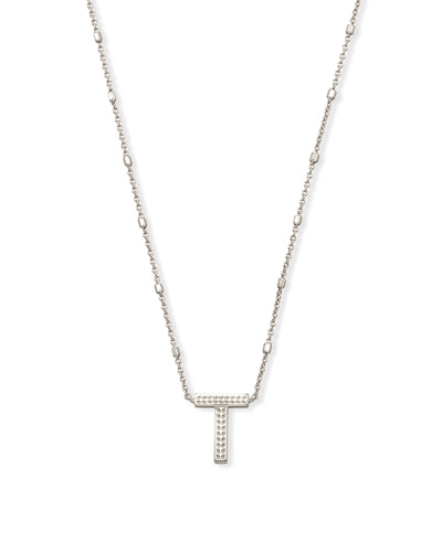 Letter T Pendant Necklace in Silver by Kendra Scott