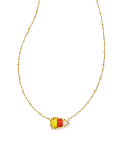 Kendra Scott Candy Corn Gold Short Pendant Necklace in Candy Corn Magnesite