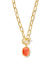 Load image into Gallery viewer, Kendra Scott Daphne Gold Chain Necklace in Coral Pink Mother of Pearl
