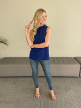 Load image into Gallery viewer, Audrey Ruffle Neck Sleeveless Top - Navy