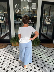 Terry Knit Palazzo Pants by Easel - Denim