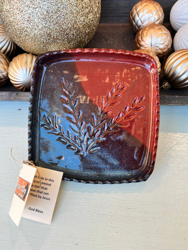 Missions Pottery Square Soap Dish - Fire & Water