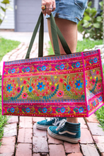 Load image into Gallery viewer, Natural Life Carryall Tote - Folk Floral Border
