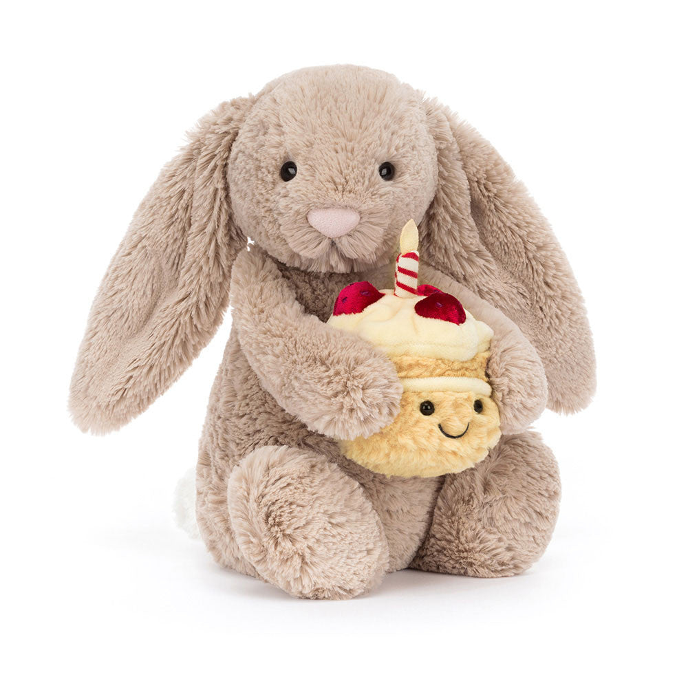 Jellycat Amuseables Bashful Beige Bunny 'Birthday' 12