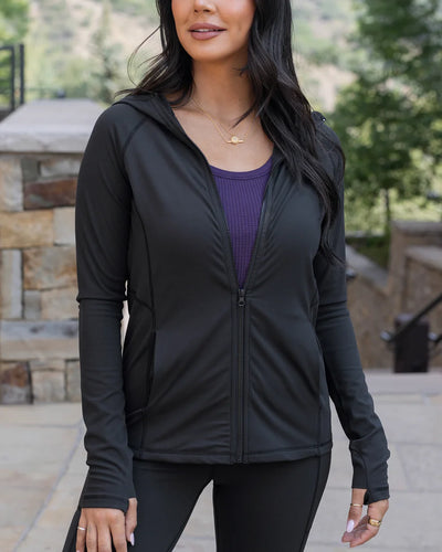 Grace & Lace Best Athletic Zip Up Jacket - Black