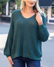 Load image into Gallery viewer, Grace &amp; Lace Boyfriend Slouchy Knit Sweater - Blue Spruce