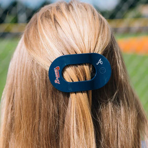 Medium Teleties Flat Round Hair Clip - Atlanta Braves