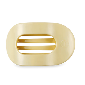 Large Teleties Flat Round Hair Clip - Butter Yellow