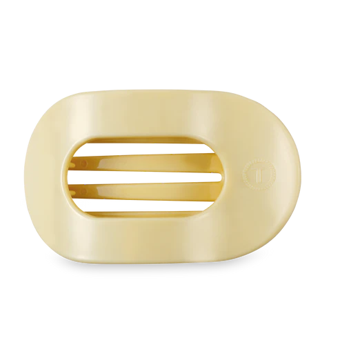 Large Teleties Flat Round Hair Clip - Butter Yellow