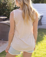 Load image into Gallery viewer, Grace &amp; Lace Snap Up Henley Tank Top - Natural Stripe