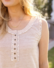 Load image into Gallery viewer, Grace &amp; Lace Snap Up Henley Tank Top - Natural Stripe