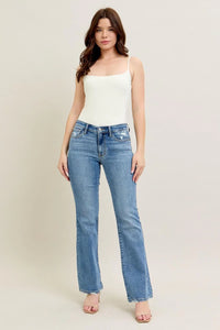 Judy Blue Mid Rise Vintage Wash Boot Cut Destroy Hem Jean *Regular & Curvy*