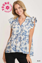 Load image into Gallery viewer, Charli Ruffle Top - Blue *Regular &amp; Curvy*