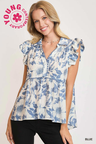 Charli Ruffle Top - Blue *Regular & Curvy*