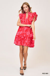 Amya Floral Midi Dress - Red Mix