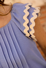 Load image into Gallery viewer, Denim Trim Sleeveless Ruffle Top