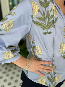 Eliza Floral Top - Blue