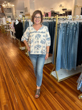 Load image into Gallery viewer, Bri Vintage Print Top - Blue *Regular &amp; Curvy*