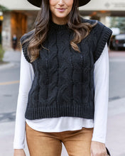 Load image into Gallery viewer, Grace &amp; Lace Cable Knit Sweater Vest - Black