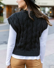 Load image into Gallery viewer, Grace &amp; Lace Cable Knit Sweater Vest - Black