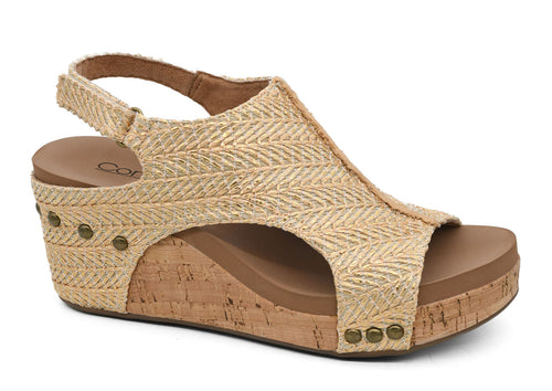 Corky's Carley Wedge - Light Gold Raffia