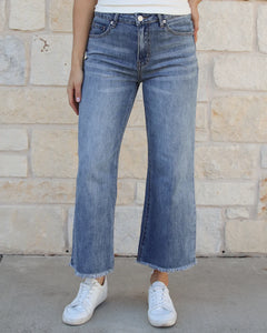 Grace & Lace Mel's Fave Wide Leg Cropped Denim - Non-Distressed Mid-Wash