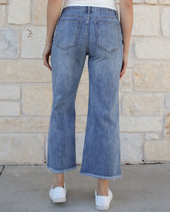 Grace & Lace Mel's Fave Wide Leg Cropped Denim - Non-Distressed Mid-Wash