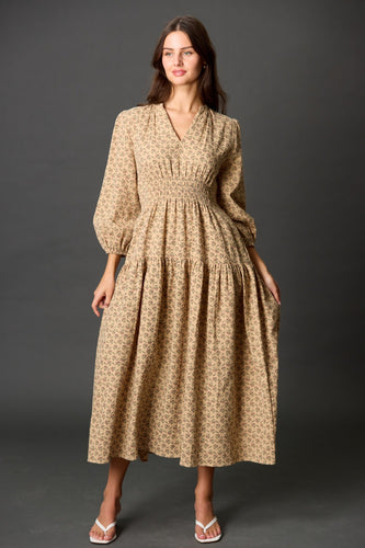 Eva Floral Quilted Midi Dress