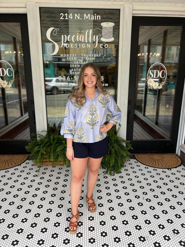 Eliza Floral Top - Blue