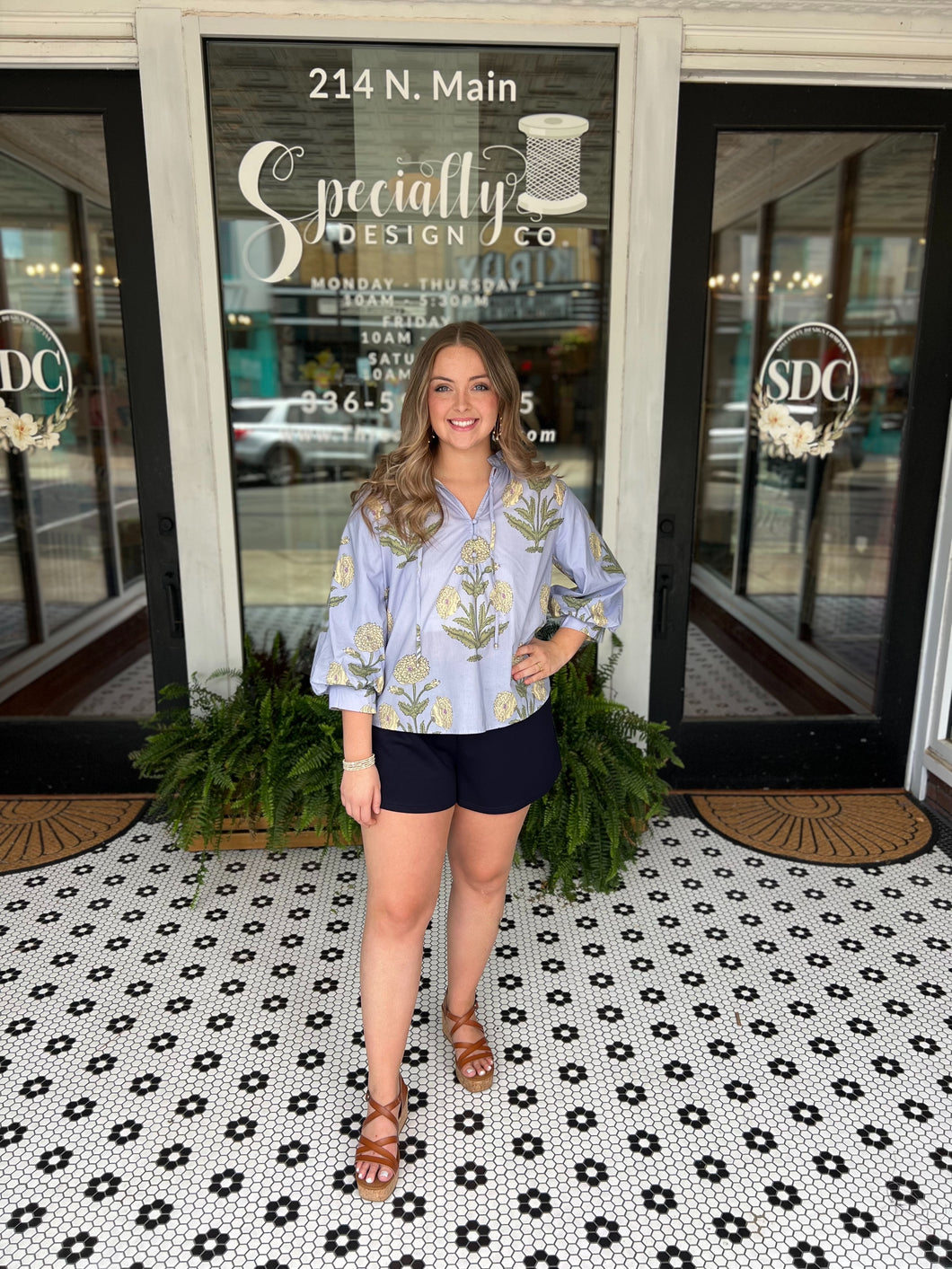 Eliza Floral Top - Blue
